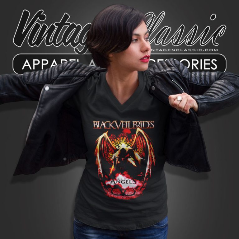 Black Veil Brides Shirt Fallen Angels V Neck TShirt Black Veil Brides Shirt Fallen Angels V Neck TShirt