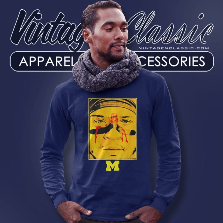 Blake Corum Game Face Michigan Wolverines Football Long Sleeve Tee Blake Corum Game Face Michigan Wolverines Football Long Sleeve Tee