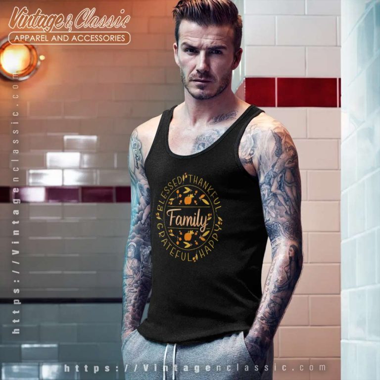 Blessed Thankful Family Thanksgiving Tank Top Racerback Blessed Thankful Family Thanksgiving Tank Top Racerback