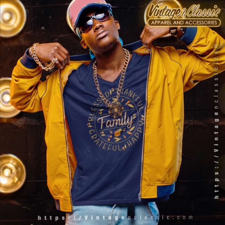 Blessed Thankful Family Thanksgiving V Neck TShirt Blessed Thankful Family Thanksgiving V Neck TShirt