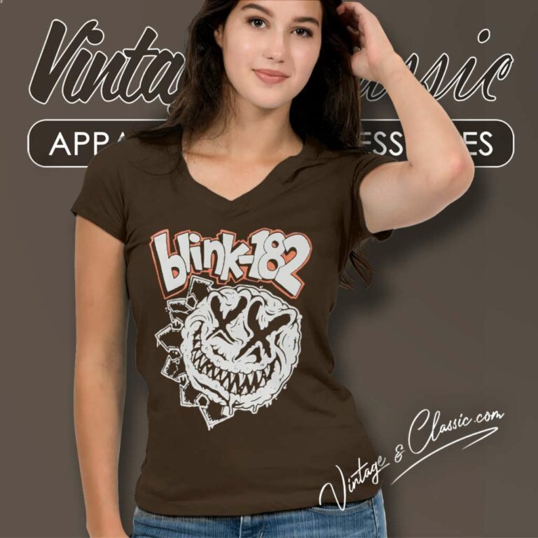 Blink 182 2023 World Tour V Neck TShirt Blink 182 2023 World Tour V Neck TShirt