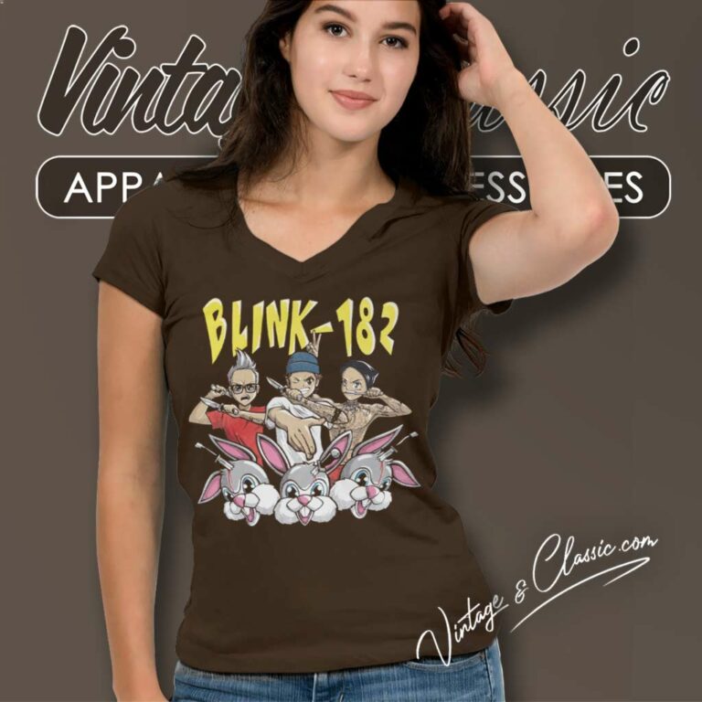 Blink 182 Band Vs Bunnies V Neck TShirt Blink 182 Band Vs Bunnies V Neck TShirt