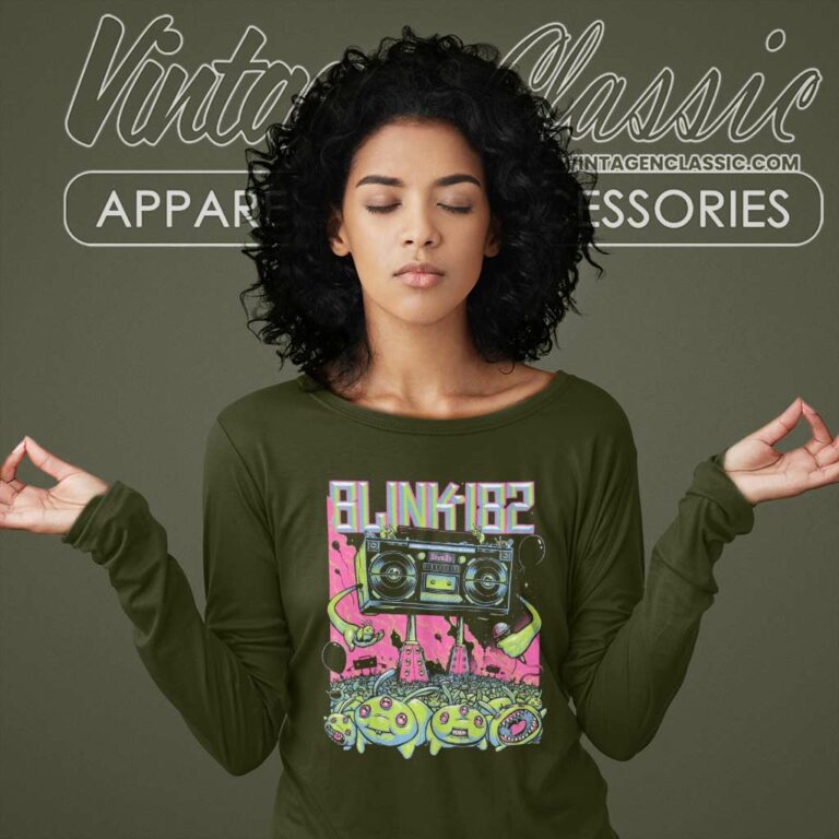 Blink 182 Boombox Aliens Fluorescent Long Sleeve Tee Blink 182 Boombox Aliens Fluorescent Long Sleeve Tee