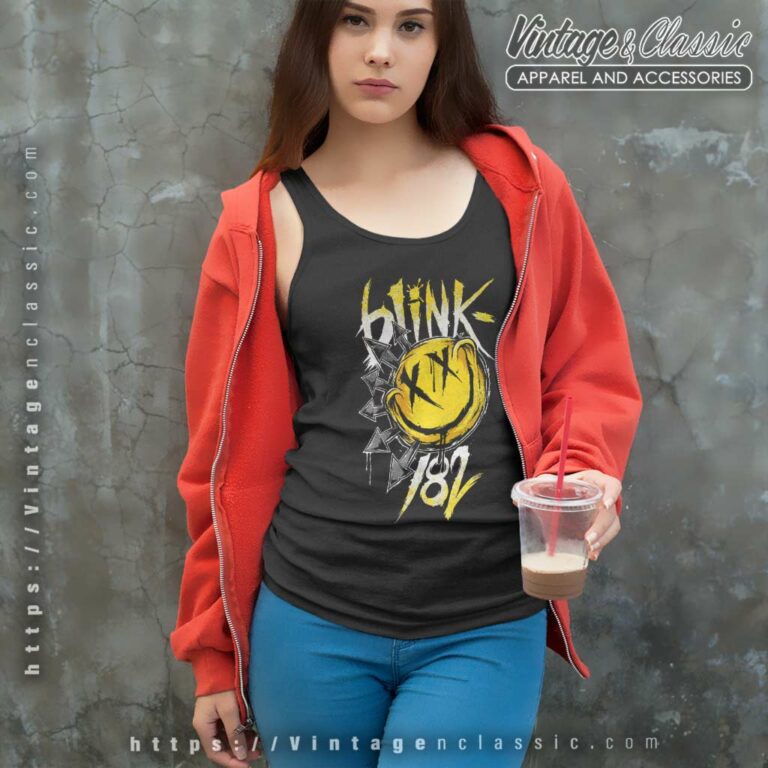 Blink 182 Happy Face Logo Tank Top Racerback Blink 182 Happy Face Logo Tank Top Racerback