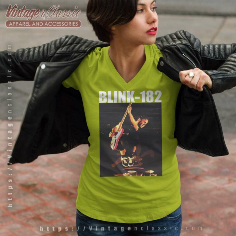 Blink 182 Live Guitar V Neck TShirt Blink 182 Live Guitar V Neck TShirt