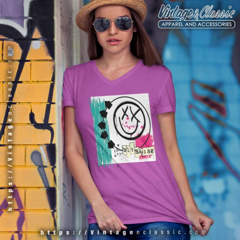 Blink 182 Logo Punk Rock Podcast V Neck TShirt Blink 182 Logo Punk Rock Podcast V Neck TShirt