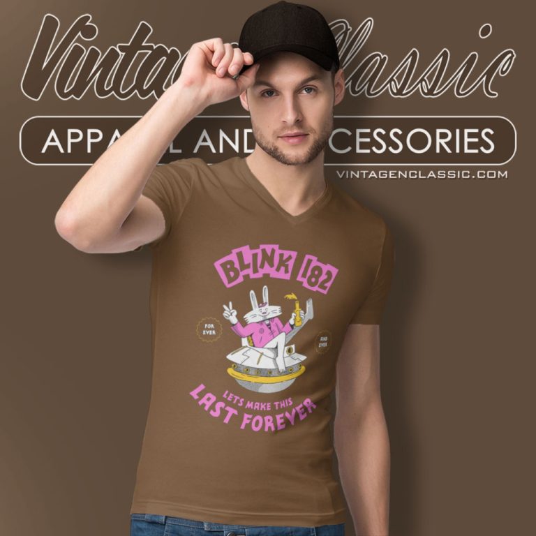 Blink 182 Rabbit Ufo V Neck TShirt Blink 182 Rabbit Ufo V Neck TShirt