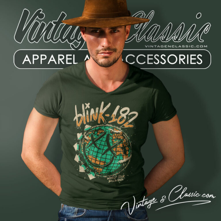 Blink 182 Shirt Concert Merch Rock Hard Tour 2023 2024 V Neck TShirt Blink 182 Shirt Concert Merch Rock Hard Tour 2023 2024 V Neck TShirt