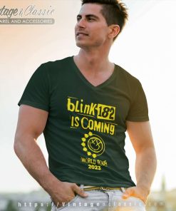 Blink 182 Shirt Is Coming World Tour 2023 5 Blink 182 Shirt Is Coming World Tour 2023 V Neck TShirt