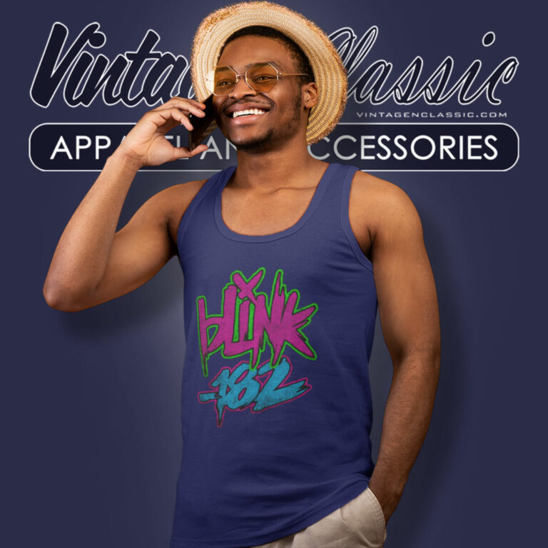 Blink 182 Shirt Neon Logo Tank Top Racerback Blink 182 Shirt Neon Logo Tank Top Racerback