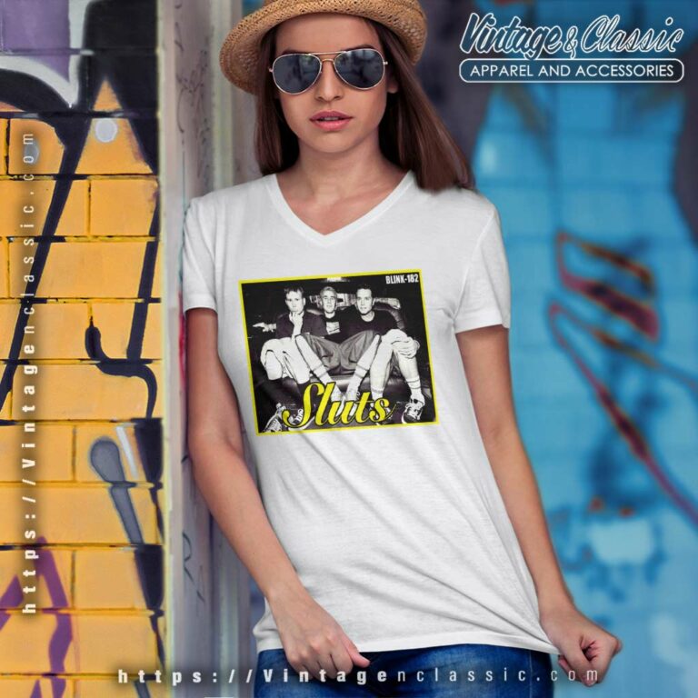 Blink 182 Sluts V Neck TShirt Blink 182 Sluts V Neck TShirt