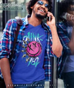Blink 182 Smiley Face V Neck TShirt