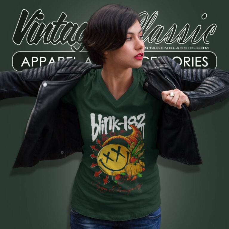Blink 182 Thanksgiving V Neck TShirt Blink 182 Thanksgiving V Neck TShirt