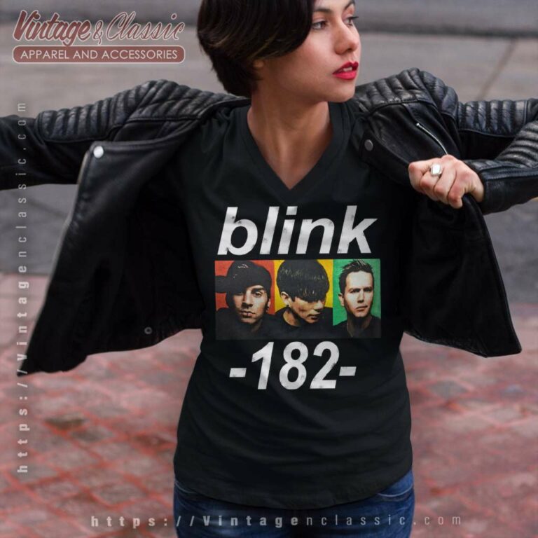 Blink 182 Us Tour V Neck TShirt Blink 182 Us Tour V Neck TShirt