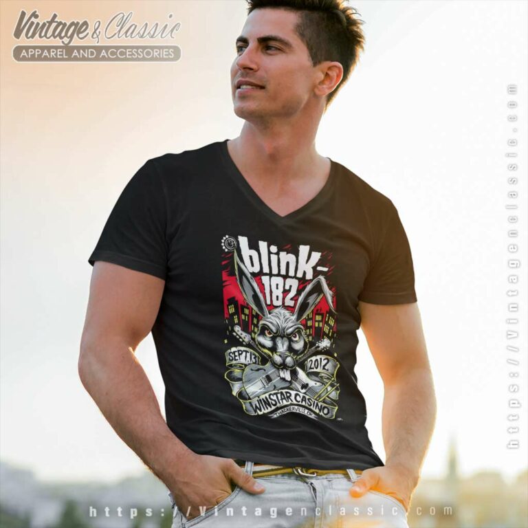 Blink 182 Winstar Casino V Neck TShirt Blink 182 Winstar Casino V Neck TShirt