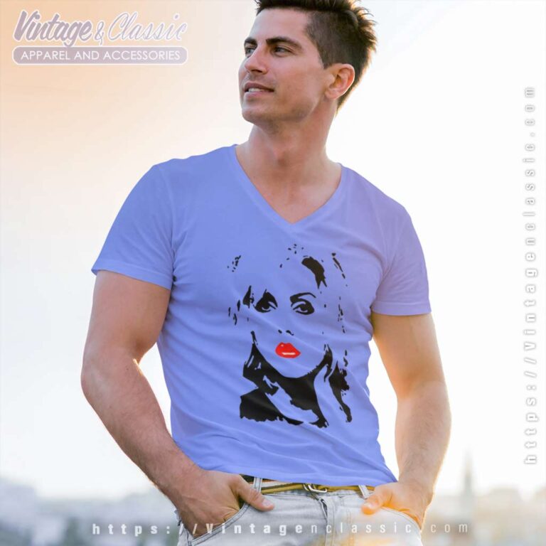 Blondie Debbie Harry Poster Red Lips Shirt Top Ideal Gift V Neck TShirt Blondie Debbie Harry Poster Red Lips Shirt Top Ideal Gift V Neck TShirt