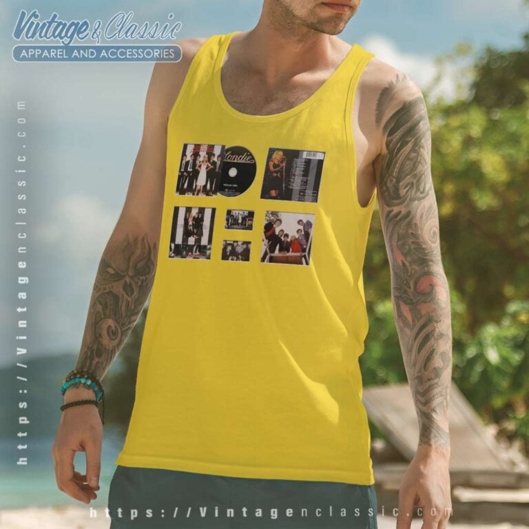 Blondie Parallel Lines Album Display Deluxe Tank Top Racerback Blondie Parallel Lines Album Display Deluxe Tank Top Racerback