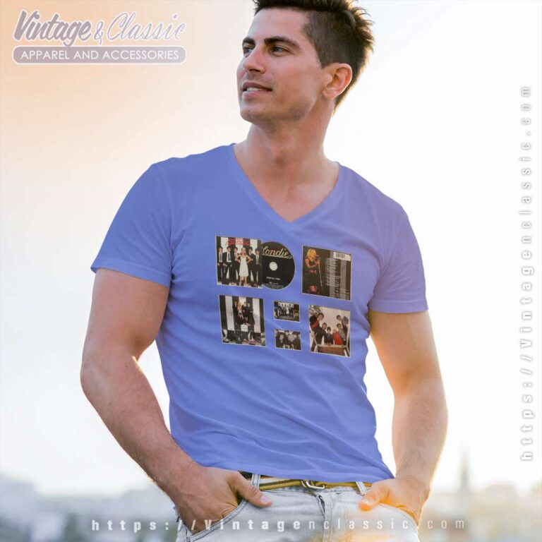 Blondie Parallel Lines Album Display Deluxe V Neck TShirt Blondie Parallel Lines Album Display Deluxe V Neck TShirt