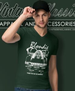 Blondie Shirt 50th Anniversary 1974 2024 Thank You For The Memories Signatures V Neck TShirt