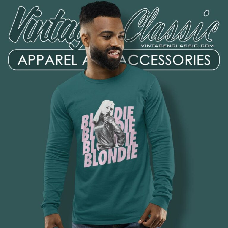 Blondie Shirt Debbie Harry Over Pink Name Drop Long Sleeve Tee Blondie Shirt Debbie Harry Over Pink Name Drop Long Sleeve Tee