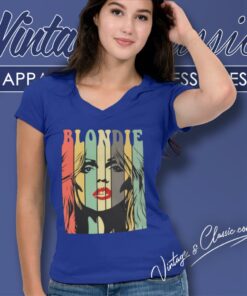 Blondie Shirt Rock Music Fan Cool Retro Style 5 Blondie Shirt Rock Music Fan Cool Retro Style V Neck TShirt