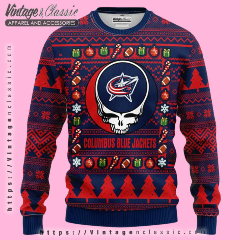 Blue Jackets Grateful Dead Ugly Sweater Ugly Christmas Sweater Blue Jackets Grateful Dead Ugly Sweater Ugly Christmas Sweater