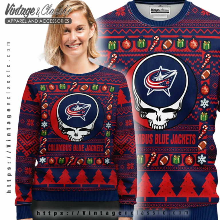 Blue Jackets Grateful Dead Ugly Sweater Ugly Sweater shirt Blue Jackets Grateful Dead Ugly Sweater Ugly Sweater shirt
