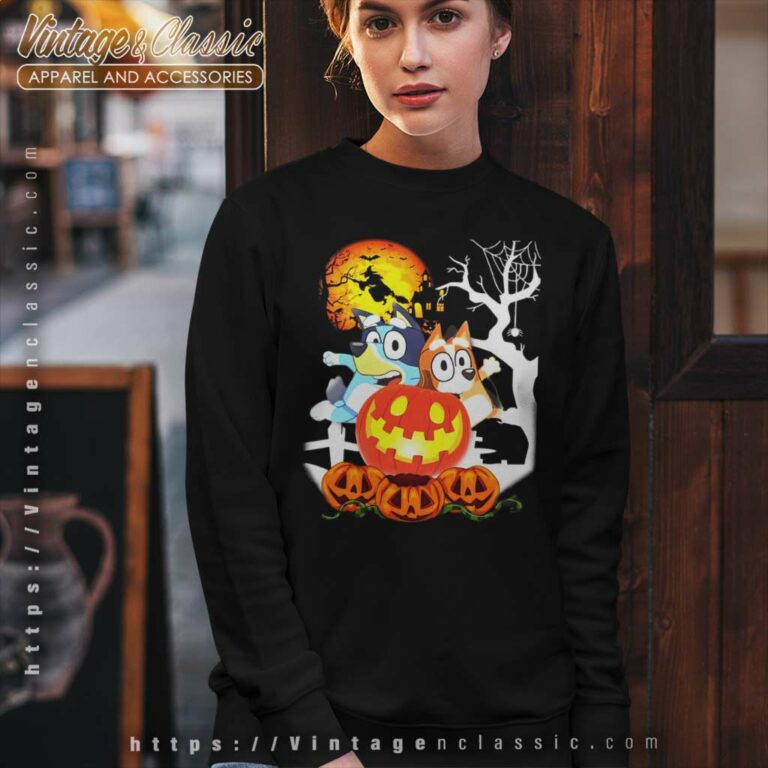 Bluey And Bingo Halloween Pumpkin Sweatshirt Bluey And Bingo Halloween Pumpkin Sweatshirt