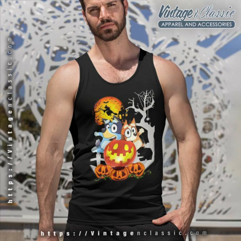 Bluey And Bingo Halloween Pumpkin Tank Top Racerback Bluey And Bingo Halloween Pumpkin Tank Top Racerback