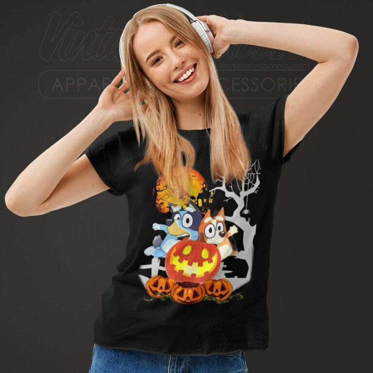 Bluey And Bingo Halloween Pumpkin Women TShirt Bluey And Bingo Halloween Pumpkin Women TShirt