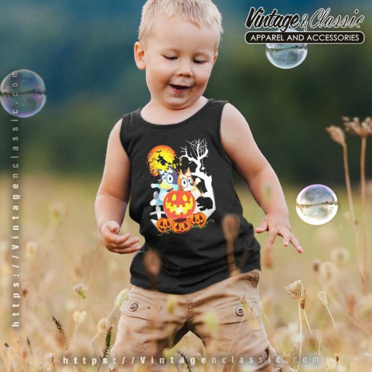 Bluey And Bingo Halloween Pumpkin kids Tanktop Bluey And Bingo Halloween Pumpkin kids Tanktop