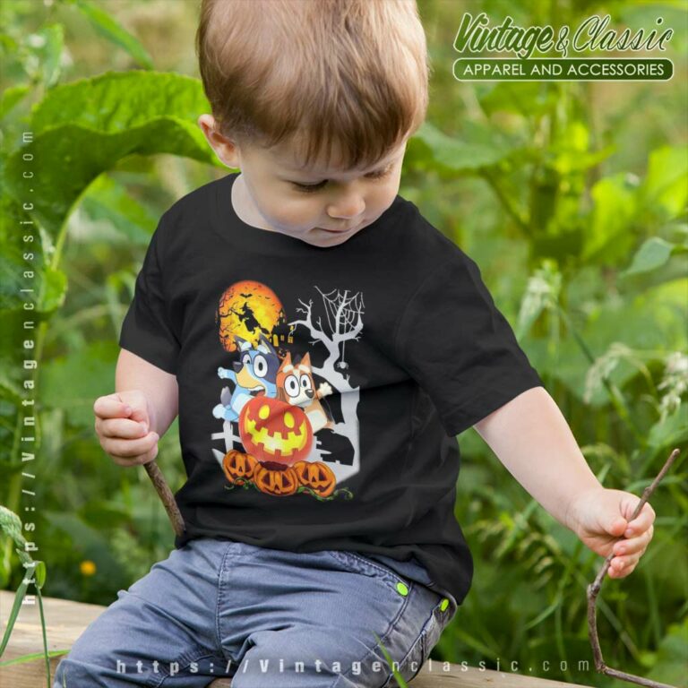 Bluey And Bingo Halloween Pumpkin kids tshirt Bluey And Bingo Halloween Pumpkin kids tshirt