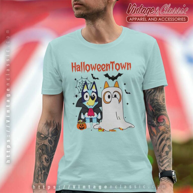 Bluey And Bingo Halloween Town Shirt Bluey Halloween T Shirt Bluey And Bingo Halloween Town Shirt Bluey Halloween T Shirt