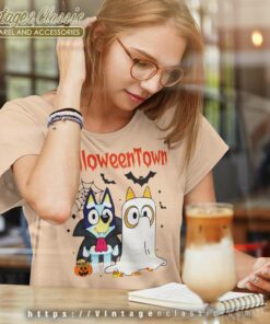 Bluey And Bingo Halloween Town Shirt Bluey Halloween Women TShirt