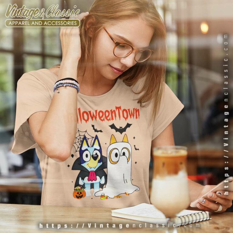 Bluey And Bingo Halloween Town Shirt Bluey Halloween Women TShirt Bluey And Bingo Halloween Town Shirt Bluey Halloween Women TShirt