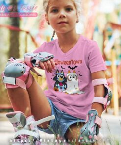 Bluey And Bingo Halloween Town Shirt Bluey Halloween kids Vneck