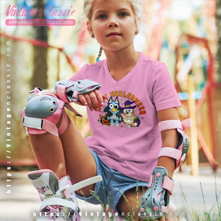 Bluey And Bingo Happy Halloween kids Vneck Bluey And Bingo Happy Halloween kids Vneck