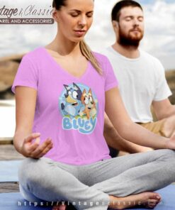 Bluey And Bingo Shirt Bluey Logo V Neck TShirt