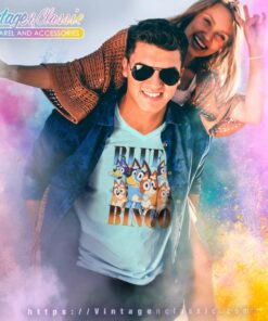 Bluey And Bingo Shirt Hiphop Style V Neck TShirt