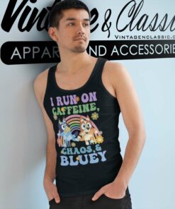 Bluey And Bingo Shirt I Run On Caffeine Tank Top Racerback