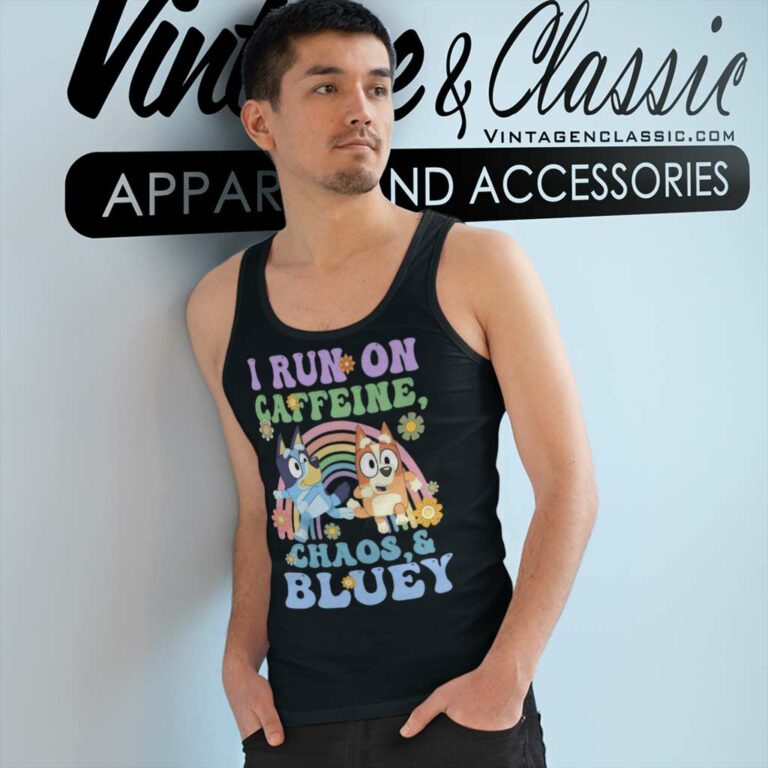 Bluey And Bingo Shirt I Run On Caffeine Tank Top Racerback Bluey And Bingo Shirt I Run On Caffeine Tank Top Racerback