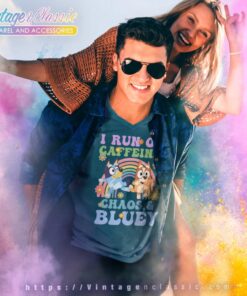 Bluey And Bingo Shirt I Run On Caffeine V Neck TShirt