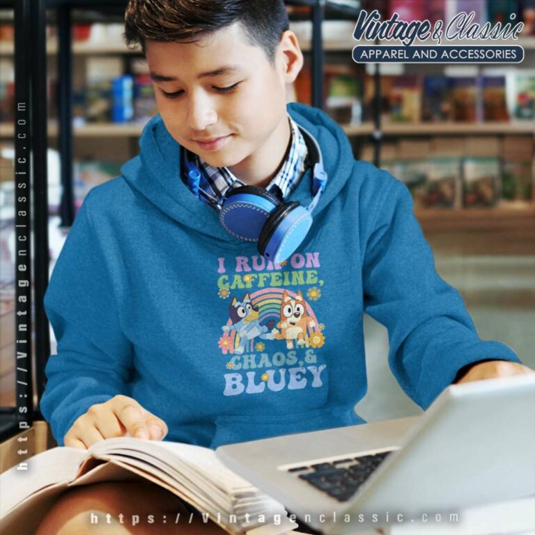 Bluey And Bingo Shirt I Run On Caffeine kids Hoodie Bluey And Bingo Shirt I Run On Caffeine kids Hoodie