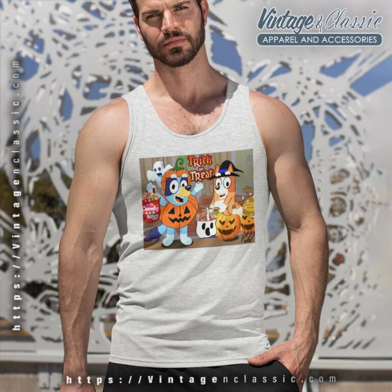 Bluey And Bingo Trick Or Treat Tank Top Racerback Bluey And Bingo Trick Or Treat Tank Top Racerback