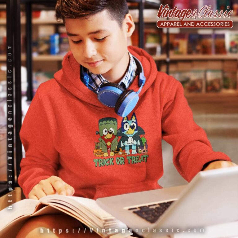 Bluey And Friend Trick Or Treat Shirt Bluey Halloween kids Hoodie Bluey And Friend Trick Or Treat Shirt Bluey Halloween kids Hoodie