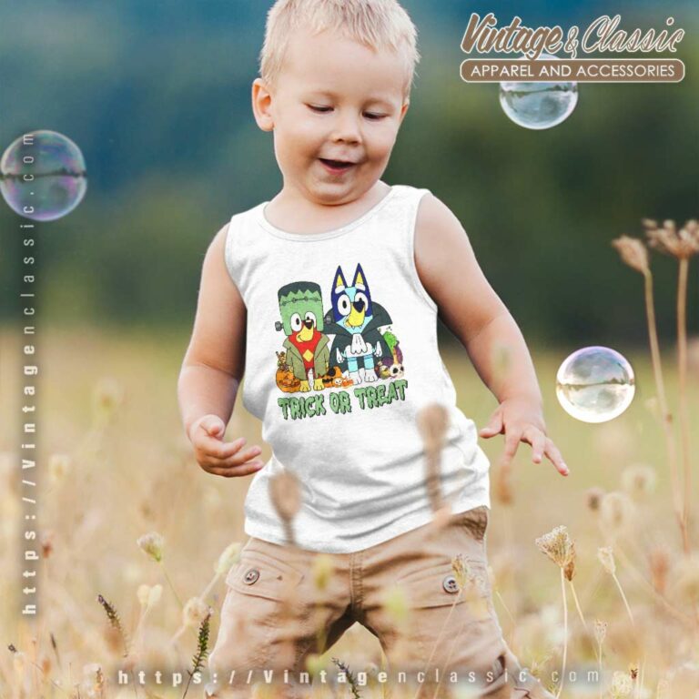 Bluey And Friend Trick Or Treat Shirt Bluey Halloween kids Tanktop Bluey And Friend Trick Or Treat Shirt Bluey Halloween kids Tanktop
