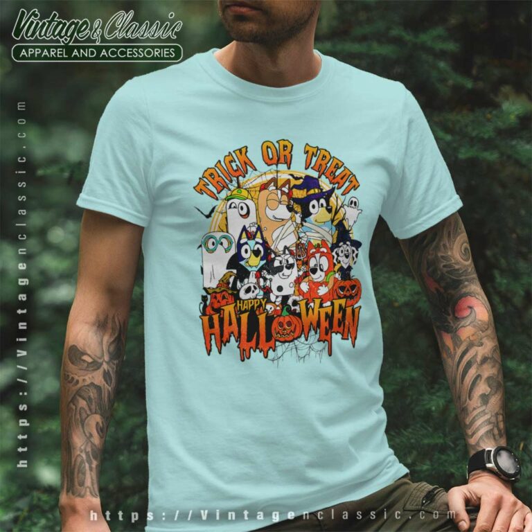 Bluey And Friends Trick Or Treat Halloween Bluey Halloween T Shirt Bluey And Friends Trick Or Treat Halloween Bluey Halloween T Shirt