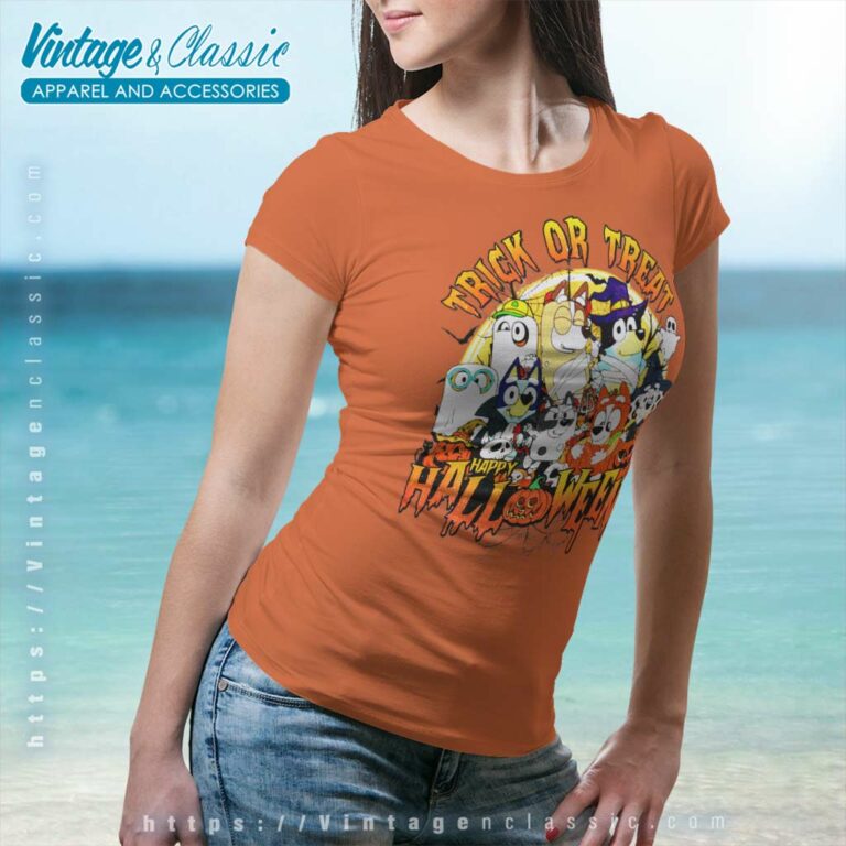 Bluey And Friends Trick Or Treat Halloween Bluey Halloween Women TShirt Bluey And Friends Trick Or Treat Halloween Bluey Halloween Women TShirt