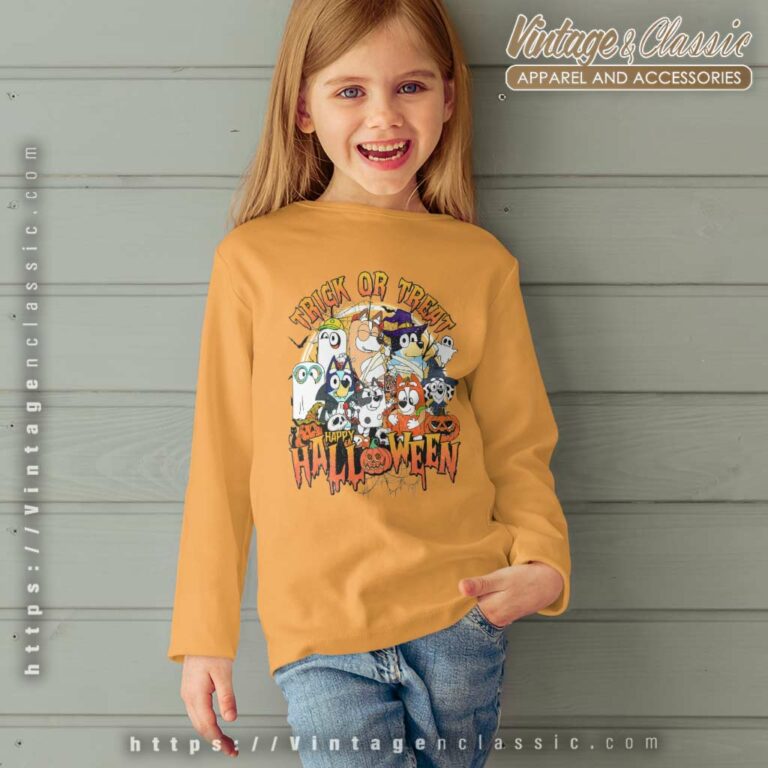 Bluey And Friends Trick Or Treat Halloween Bluey Halloween kids Longsleeves Bluey And Friends Trick Or Treat Halloween Bluey Halloween kids Longsleeves