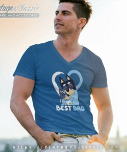 Bluey Best Dad Ever Heart Shirt Fathers Day Vneck